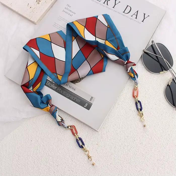 Chaînes de lunettes en ruban de soie, mode Boho, lunettes de soleil en acrylique, porte-cordon, sang