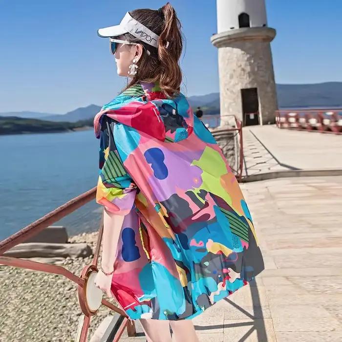Veste d'été à capuche pour femmes, manteau de sport de plein air ample, respirant, léger, Protection