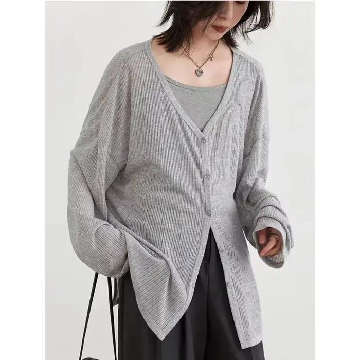 Cardigan femme nouveau col en v à manches longues femme chemise femme pulls Protection solaire femme
