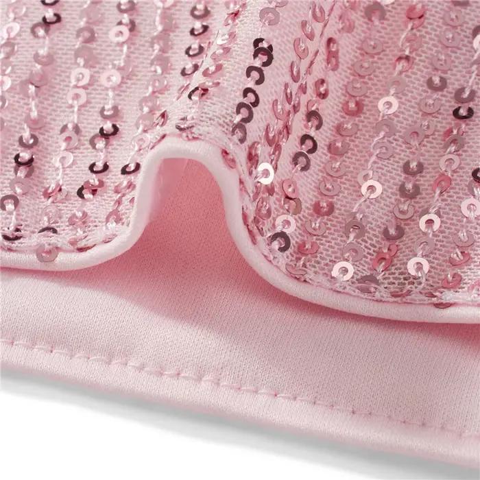 Haut court à manches longues pailletées pour femmes, col rond, paillettes brillantes, t-shirt de soi