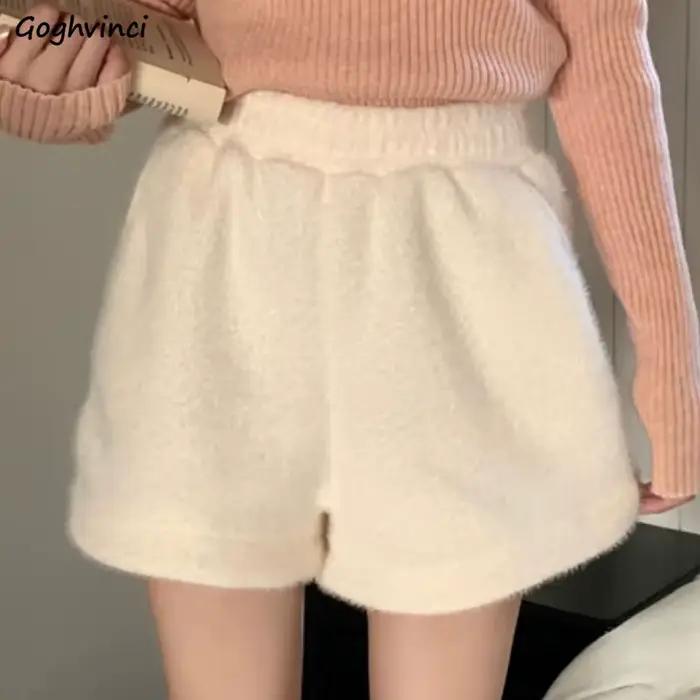 Short moelleux pour femme, coupe trapèze, taille haute, jambes larges, style décontracté, sexy, coul