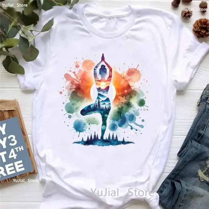 T-shirt blanc décontracté pour femmes, vêtements College, interconnexion, yoga, méditation, mode est