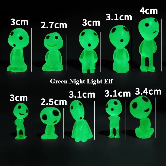 10 pièces d'elfes d'arbre qui brillent dans le noir |   Figurines fantômes lumineuses en résine pour