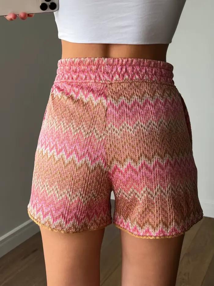 Hirsionsan-Short de plage chic à taille haute pour femme, vêtement d'été coloré, rayé, doux, décontr