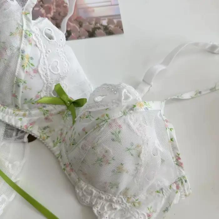 Lingerie florale française romantique, soutien-gorge doux à armatures, confortable, doux