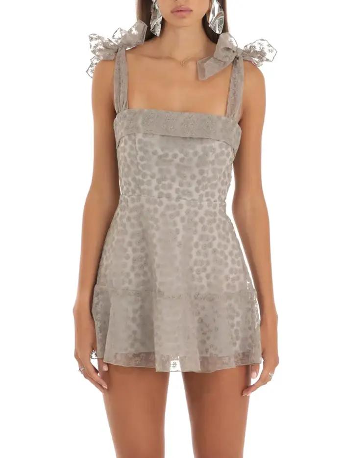 Robe camisole dos nu double couche pour femme, imprimé floral décontracté, mini robe à bretelles ini