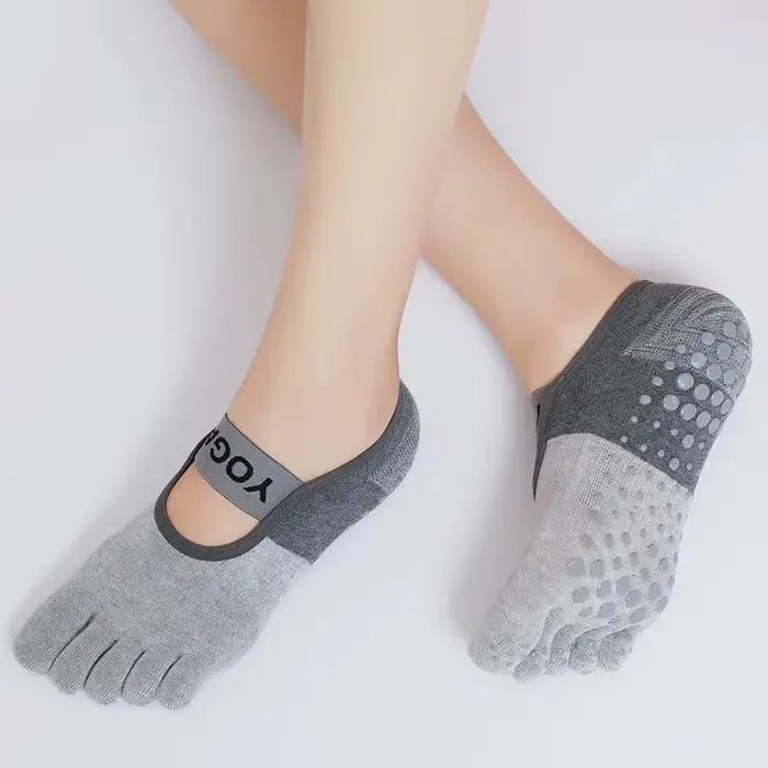 Chaussettes de Yoga respirantes en Silicone pour femmes, antidérapantes, à cinq doigts, Pilates, dos