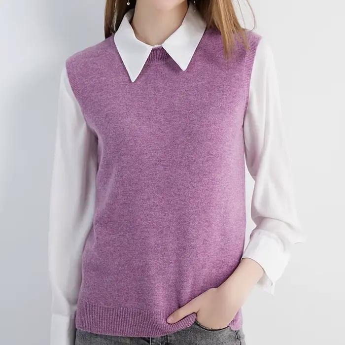 Pull femme gilet tricots pulls 100% laine chandails printemps automne Vintage tricot vêtements hauts