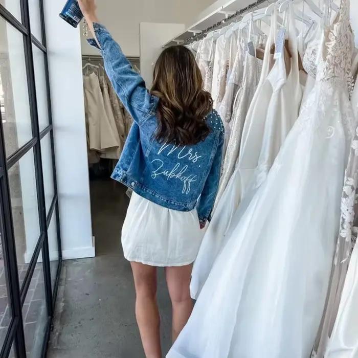 Veste en jean personnalisée avec Mme Pearl, veste en jean pour la mariée, cadeau pour les patients e