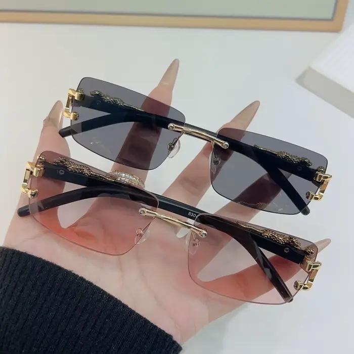 Lunettes de soleil rectangulaires personnalisées sans cadre pour femmes et hommes, 1 pièce, à la mod