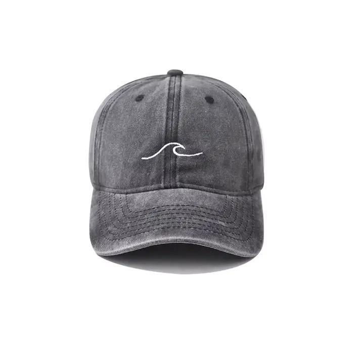 Casquette de Baseball brodée d'ondulation ondulée, couleur unie, en coton lavé, chapeaux de papa sim