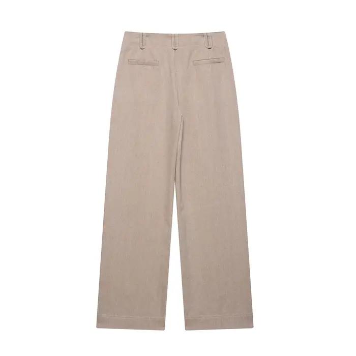 Ensemble pantalon décontracté pour femmes, fermeture éclair à revers, haut court, pantalon droit, co