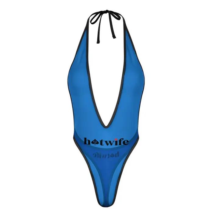 Maillots de bain tankini pour femmes, col en V, imprimé Hotwife, maillot de bain une pièce