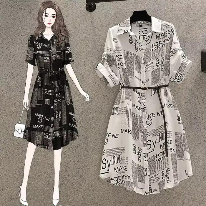 Robe imprimée lettre enveloppée pour femme, col polo à la taille, réduction de l'âge français, régla