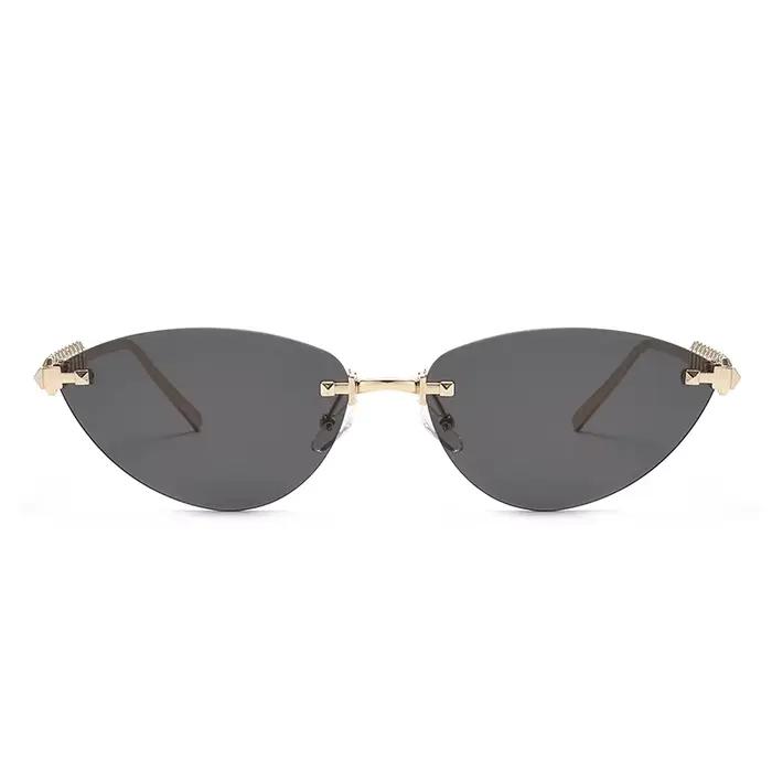 Lunettes de protection sans bords œil de chat Rivet lunettes de soleil femmes marque de luxe ovale d