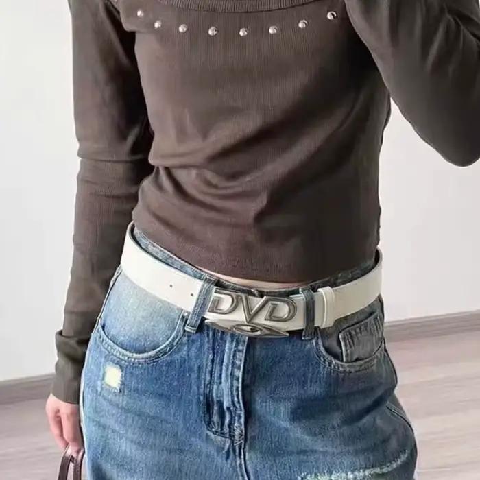 Ceinture à boucle DVD rétro Y2K 2026 pour femme, design tendance et original, accessoire polyvalent 