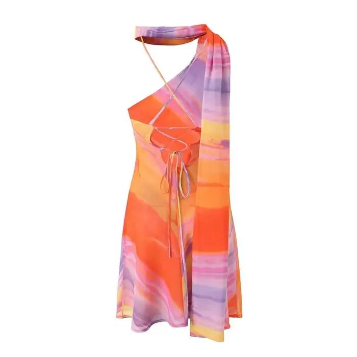 KEYANKETIAN nouveau lancement vacances vent femmes rayé cravate-teinture streamer décoration asymétr