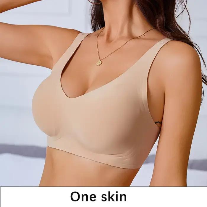 Soutien-gorge à armatures pour femmes, large sangle réglable, couleur unie, grande taille, coussinet