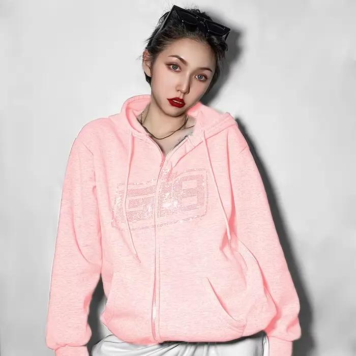 Sweat-shirt à manches longues pour femmes, sweat-shirt à capuche avec fermeture éclair, ample, surdi