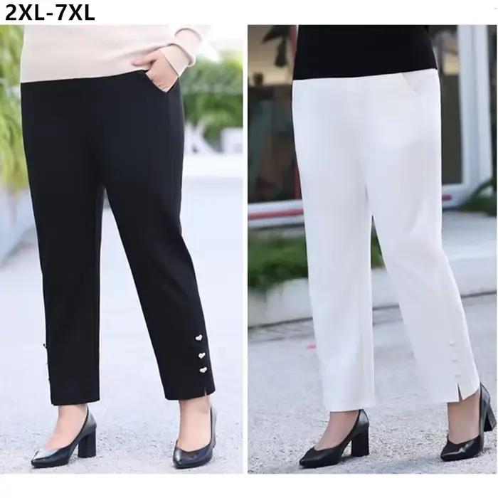 Pantalon formel de bureau grande taille pour femmes, 7XL, 6XL, 5XL, 4XL, blanc, droit, taille haute,