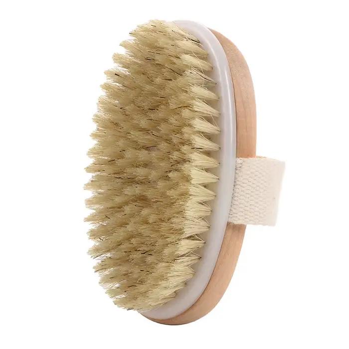 Brosse corporelle à brossage sec avec poils naturels doux, nœuds de Massage exfoliants doux, amélior