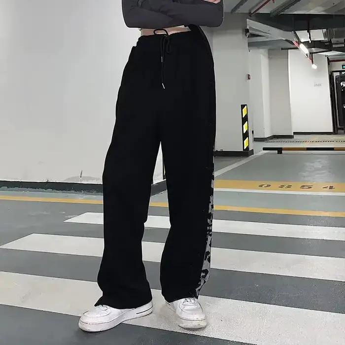 Pantalon à Jambes Larges pour Femme, lèvent, artificiel astique, Taille, Style Coréen, Slim, Assress