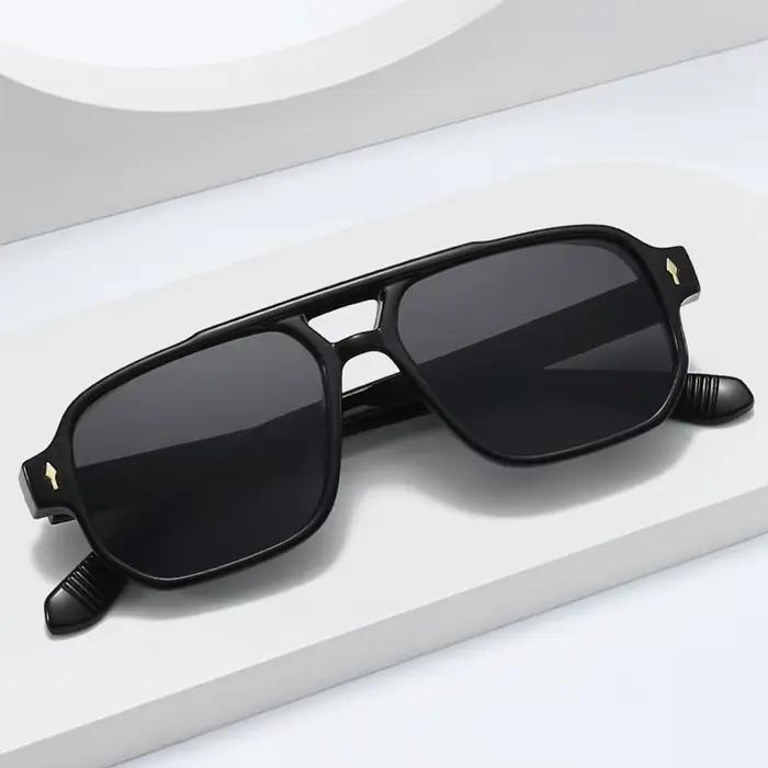 SO & EI Vintage Double ponts hommes lunettes de soleil carrées mode clair océan lentille lunettes fe
