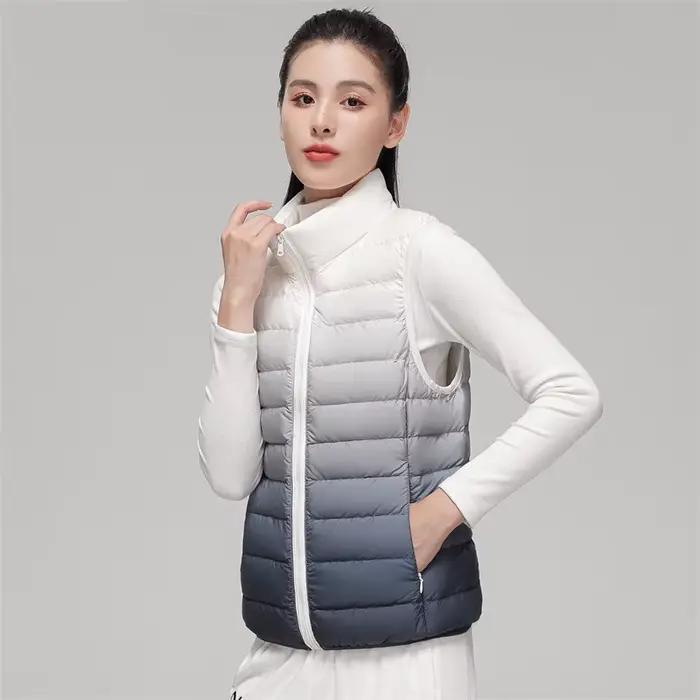 Gilet d'extérieur dégradé pour femmes, 90% duvet de canard blanc, Ultra léger, sans manches, chaud