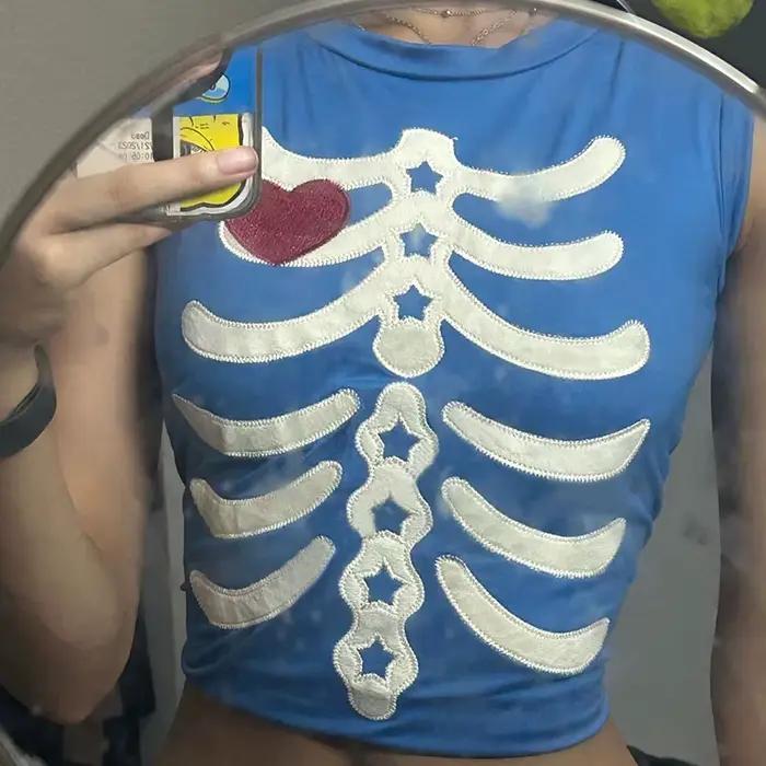 Pull en Y en patchwork de crâne classique pour femme, précieux, hipsters, hip hop, streetwear, décon