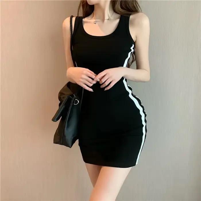 Robe fourreau décontractée pour femmes, bretelles Spaghetti, sans manches, Sexy, extensible, Slim, é