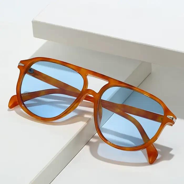 SO & EI rétro Double ponts pilote hommes Rivets lunettes de soleil marque de mode concepteur femmes 