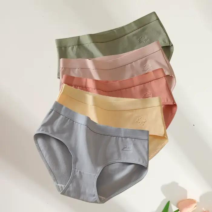 FINETOO-Culottes 100% coton pour femmes, 5 pièces, sexy, taille basse, sous-vêtements féminins respi