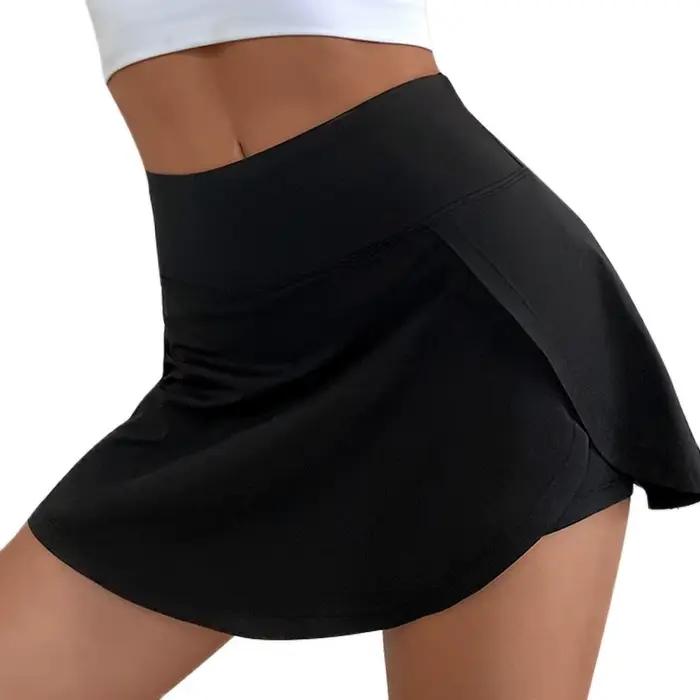 Jupe-culotte de sport taille haute pour femmes, doublure de Yoga, Fitness, Tennis, Anti-lumière, jup