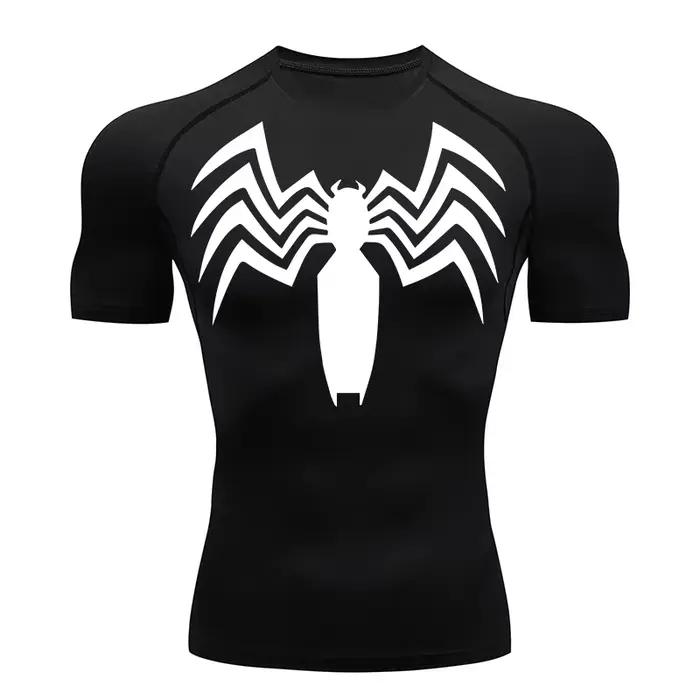 Chemises de compression à imprimé araignée pour hommes, t-shirt de course athlétique, t-shirts à séc