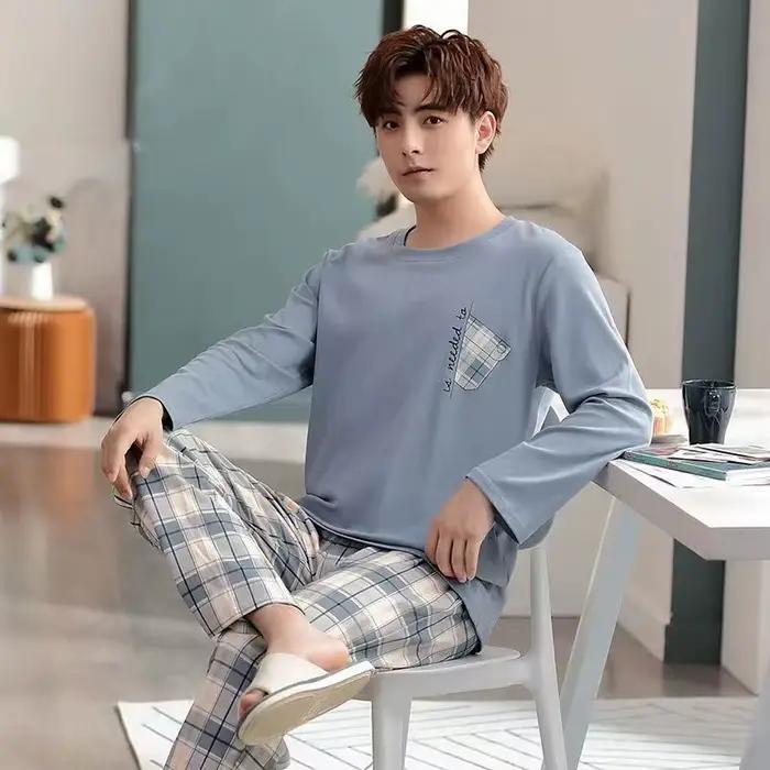 Pyjamas décontractés pour hommes-ensemble de pyjama léger à manches longues printemps/automne pour h