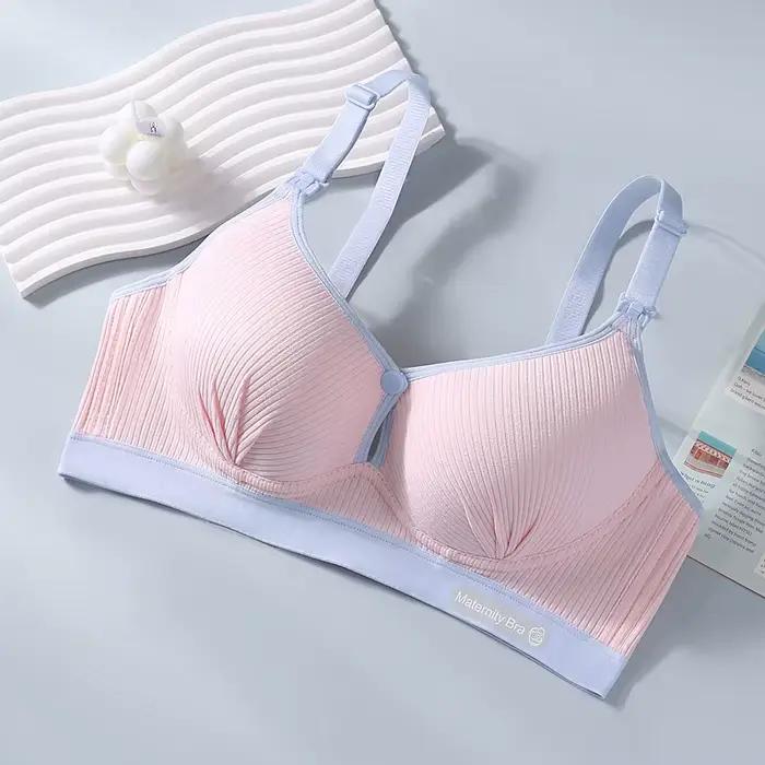 Soutien-gorge d'allaitement à double boucle, push-up, anti-affaissement, en pur coton, confortable, 