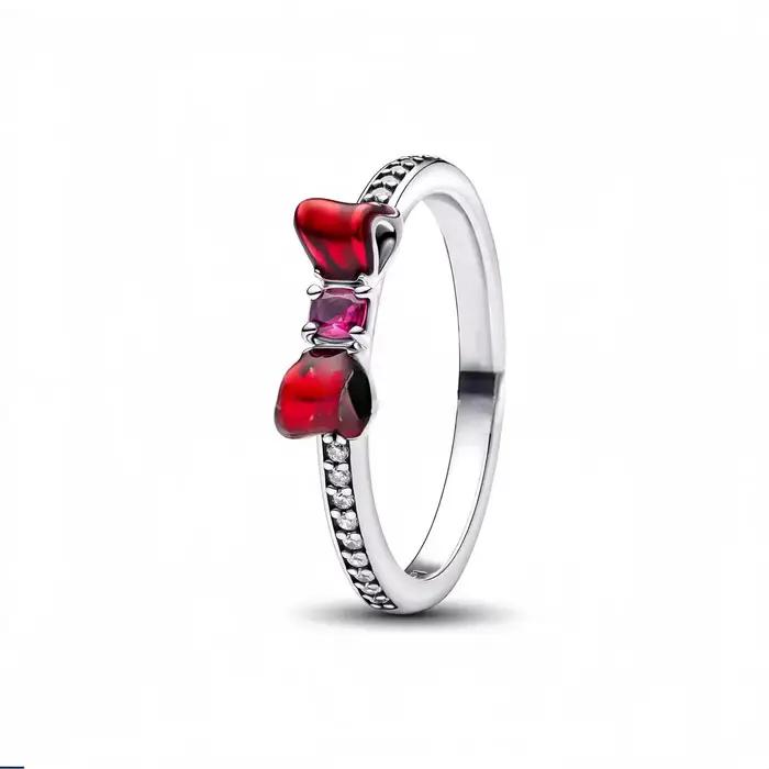Bague en argent pur 925% en forme de cœur Minnie, couronne de princesse, pour femmes, bijoux fins à 