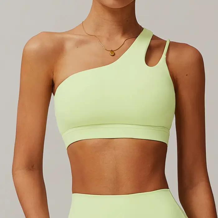 Soutien-gorge dos nu à épaules inclinées, soutien-gorge de sport nu, bretelles irrégulières, course 