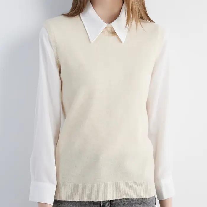 Pull femme gilet tricots pulls 100% laine chandails printemps automne Vintage tricot vêtements hauts