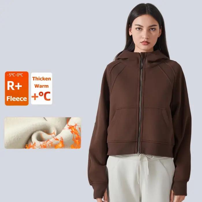 Sweat-shirt à Capuche avec Fermeture Éclair Complète pour Femme, Vêtement d'Hiver Chaud, Manteau de 