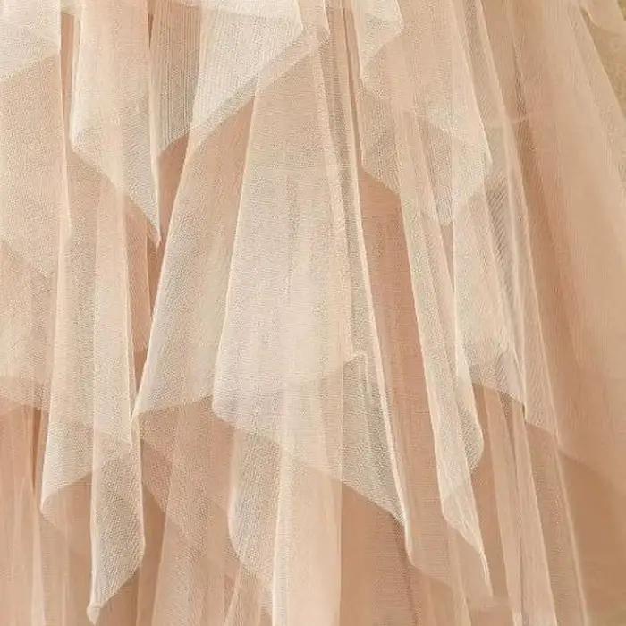 Jupes mi-longues taille haute pour femmes, jupes en tulle monochromes, maille blanche élégante et ch