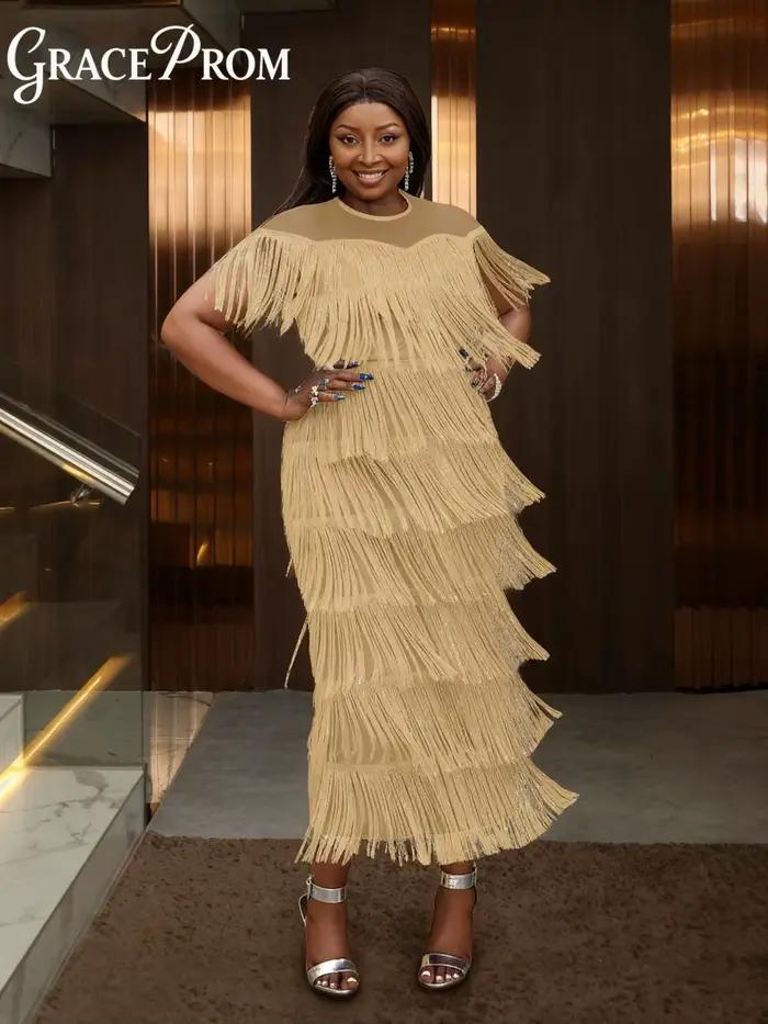 Nouvelles robes africaines pour femmes, robe longue élégante à manches courtes et à franges, livrais