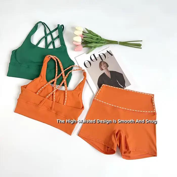 Ensemble de Yoga 2 pièces, sensation nue, vêtements d'entraînement pour femmes, Shorts de Yoga taill