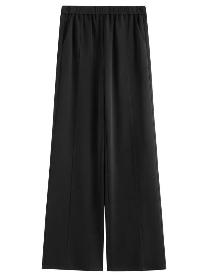 FSLE 2026 Printemps – Pantalon droit taille haute pour femme avec ceinture élastique, coupe ample, d