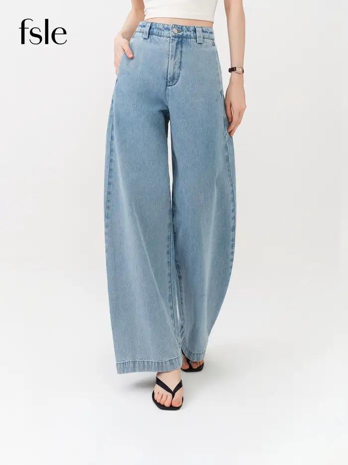 FSLE 2026 – Jean vintage bleu clair pour femme, coupe étrangère, taille haute, ample, style Y2K rétr