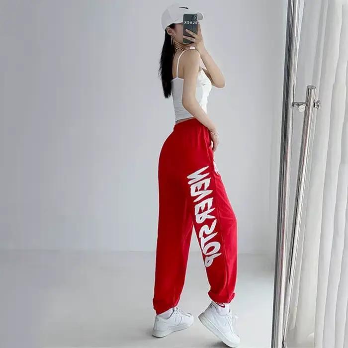 Jazz – pantalon décontracté à lacets pour femme, avec lettres imprimées, style urbain, Vintage, surv