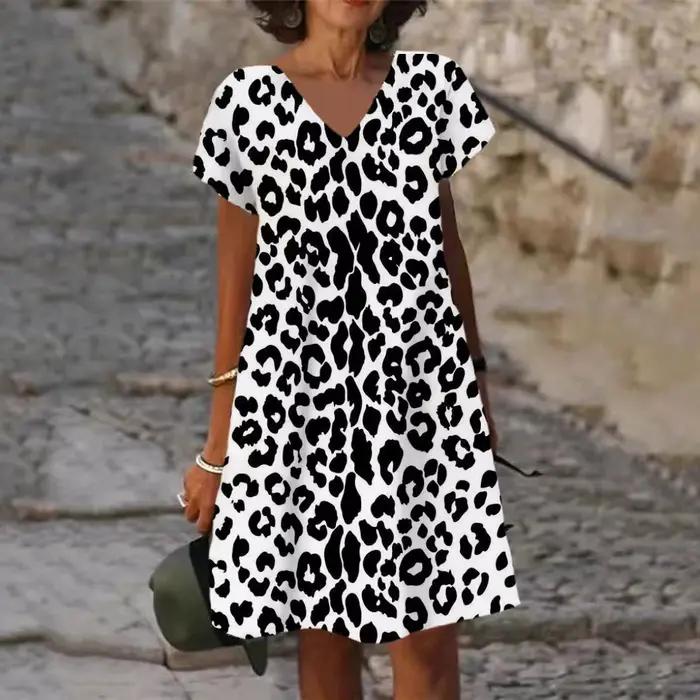 Robe d'été surdimensionnée pour femmes, imprimée en 3D, décontractée, manches courtes, col en v, mod