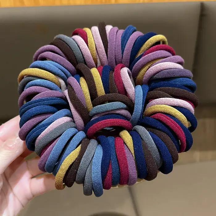 Élastiques à cheveux colorés pour filles, attaches pour queue de cheval, chouchous, élastiques en ca