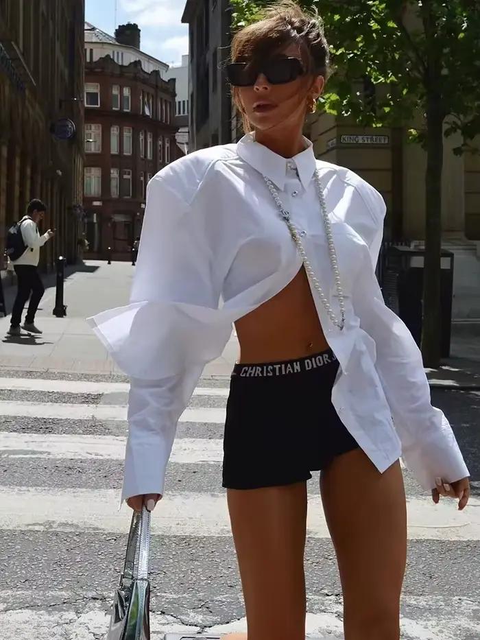 Vintage femmes élégant dos nu chemises 2023 mode dames décontracté à manches longues chemise blanche