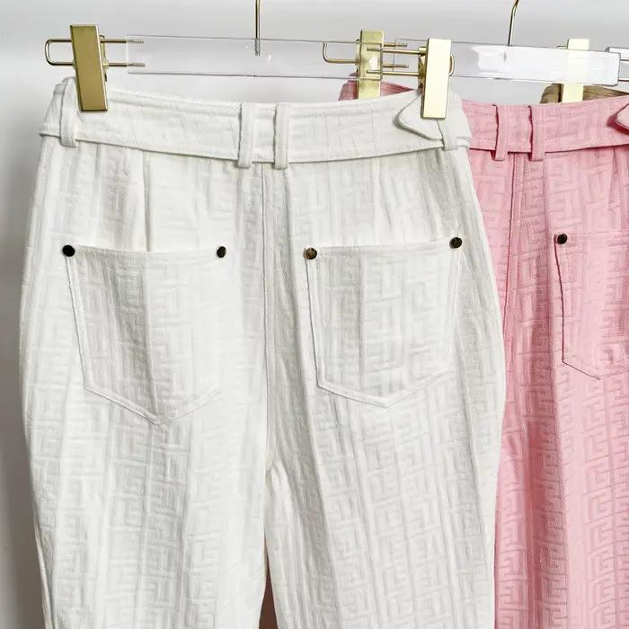 S-3XL printemps et automne nouveau tissu Jacquard de haute qualité avancé tout-assorti pantalon déco